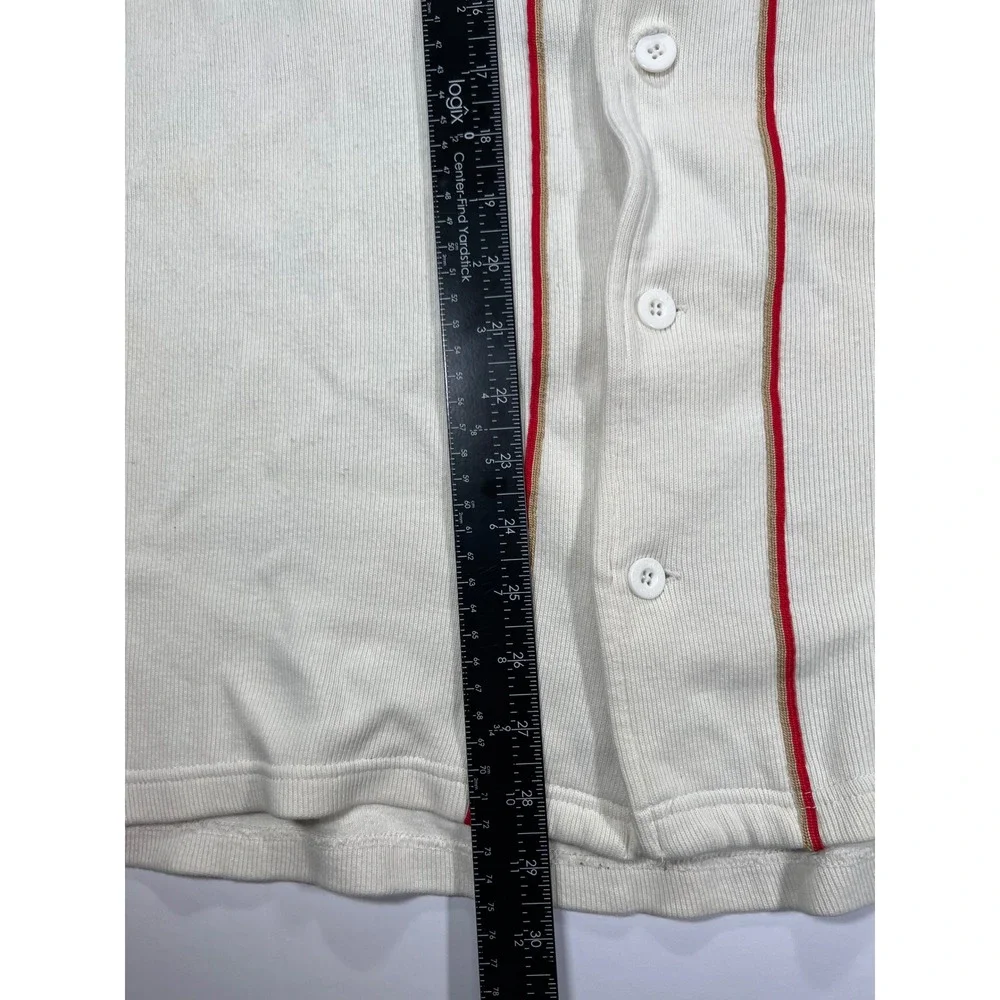Pepe Jeans Baseball Jersey Mens 3XL Cream Red 73 Anniversary Ribbed Cotton PJL